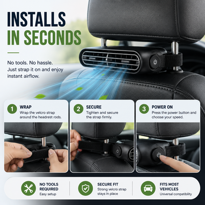 Car Headrest Velcro Cooling AC Fan