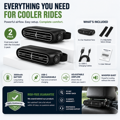 Car Headrest Velcro Cooling AC Fan