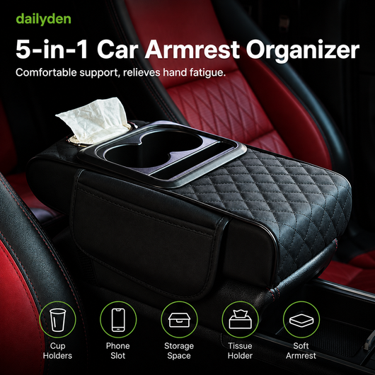 DailyDen 5-in-1 Car Armrest Organizer