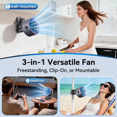 Dailyden 100-Speed Rechargeable Clip Fan