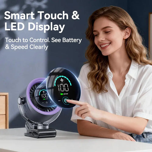 Dailyden 100-Speed Rechargeable Clip Fan