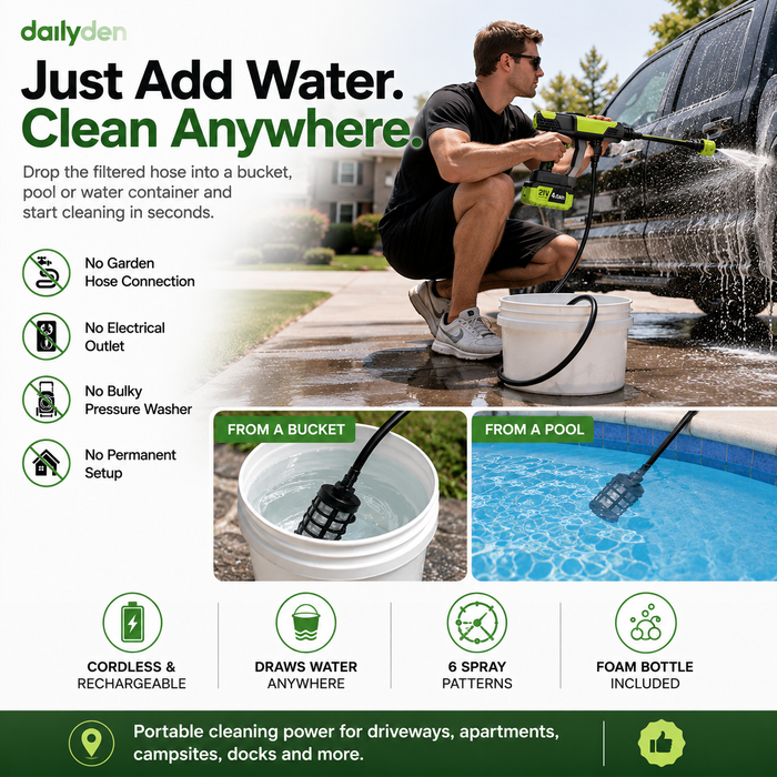 The Car. The Patio. The Shower. One Washer Handles All of It.