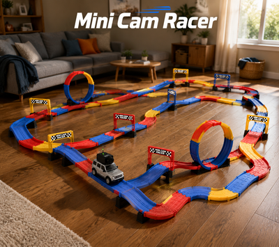 Mini Cam Racer Stunt Track + Obstacle Set