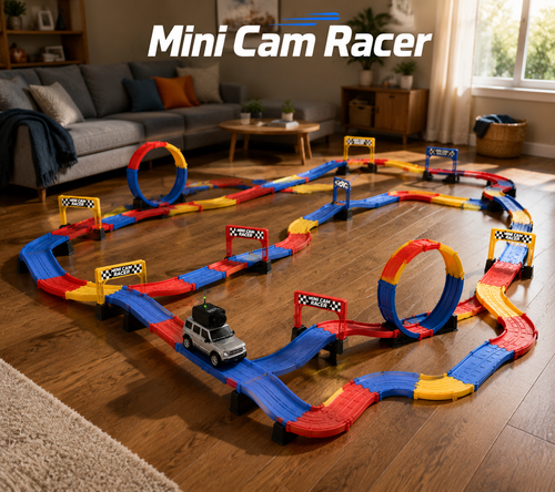Mini Cam Racer Stunt Track + Obstacle Set